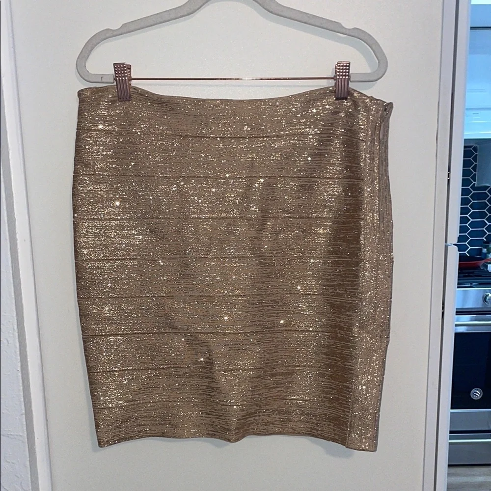 Haute Hippie Gold Mettalic Bondage Bandage Mini Skirt | L/XL (size tag removed)